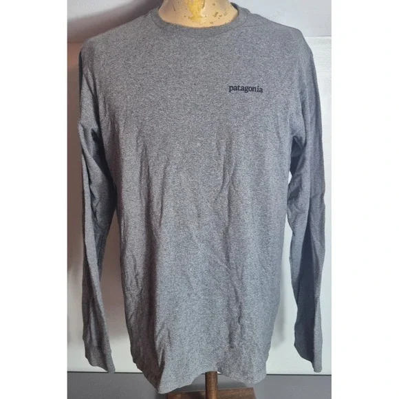 Patagonia Mens Long Sleeve Line Logo Ridge T-Shirt M Medium Gray Logo 38517 - Picture 2 of 3
